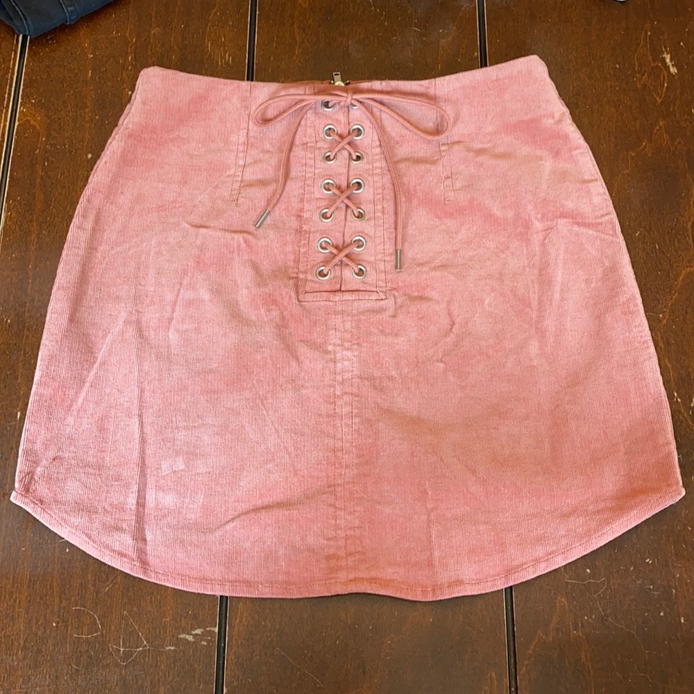 Pink Corduroy Mini Skirt